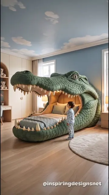 We tried out a giant inflatable alligator mouth bed! 😱 I don't think we'll have