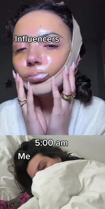 Influencers vs me Day 443 😴😴 Follow the original @manel 🫰🏻 #BeautyTok  #Morn