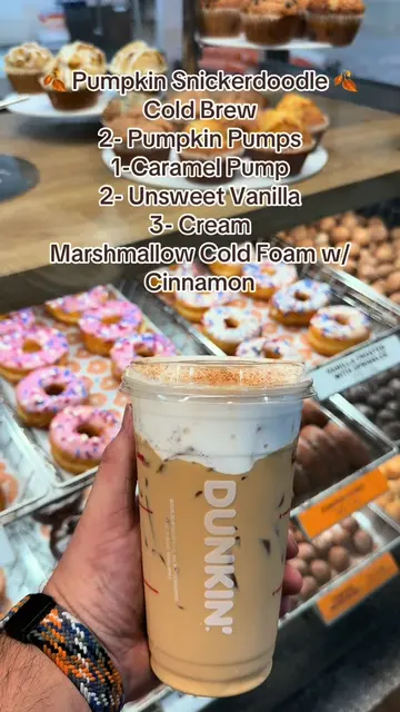 🍂 Pumpkin Snickerdoodle 🍂  Cold Brew @Dunkin'  2- Pumpkin Pumps 1-Caramel Pump