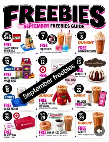 🎁 SEPTEMBER FREEBIES! 🎁 I came across this September Freebies Guide and had to