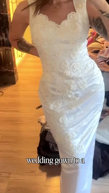 I thrifted a polyester wedding dress from the Goodwill Bins for $3 and decided t
