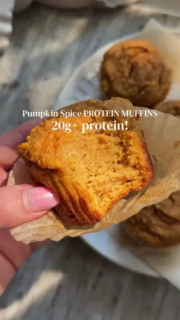 PUMPKIN SPICE PROTEIN MUFFINS with 20g+ PROTEIN per muffin! gluten-free, dairy-f