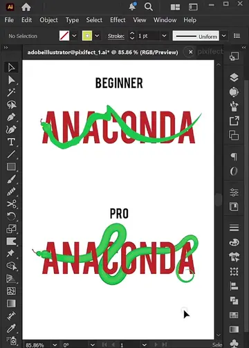 Adobe illustrator 2027 - How to Interwined Snake in Letters #adobeillustrator #a