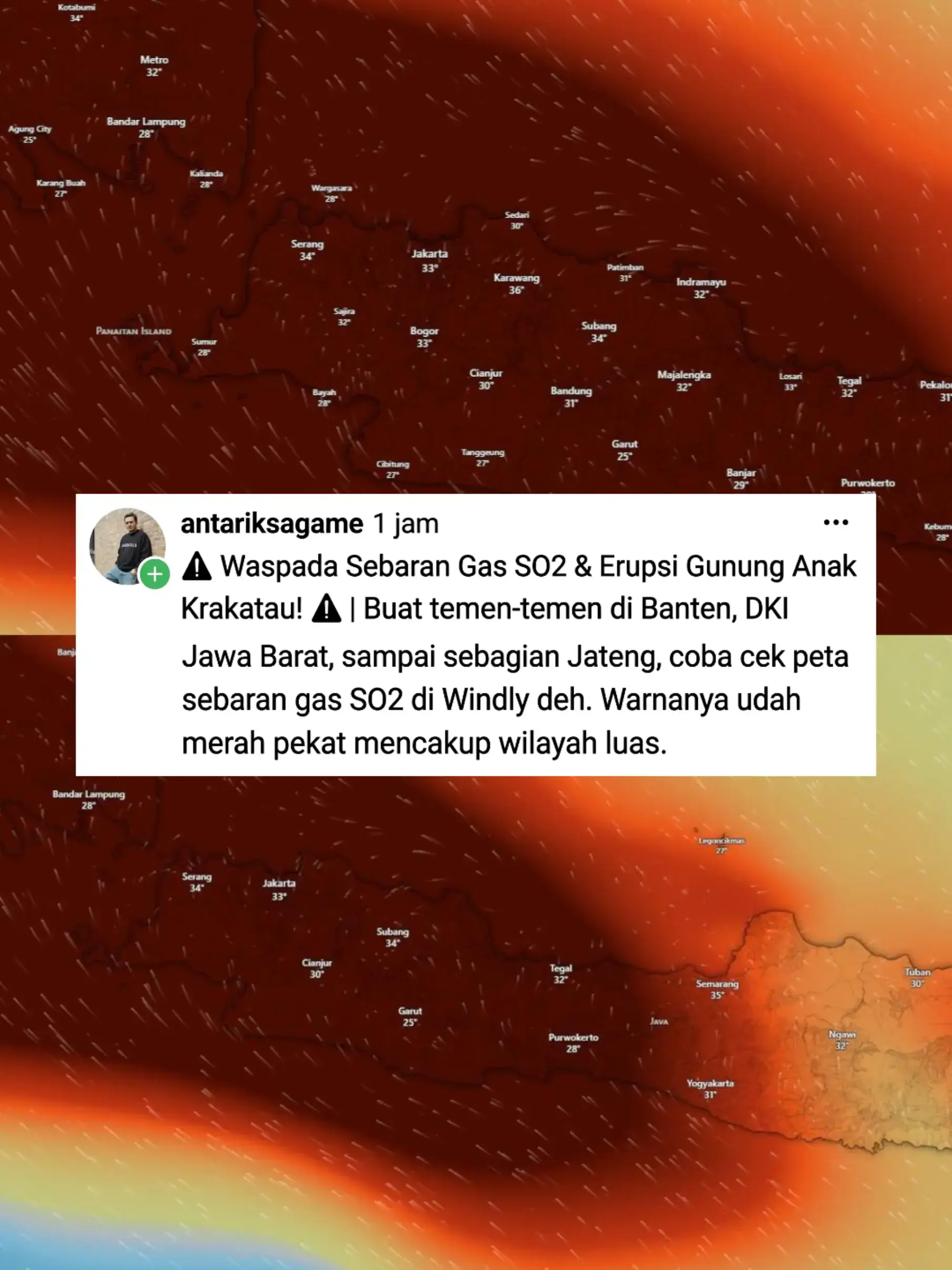 Yuk selalu update informasi soal kondisi daerah kita masing" selama gunung Anak 