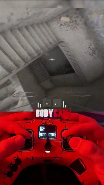 FPV in the new Bodycam Game by @reissad.studio . How to use a real FPV radio 🎮➡
