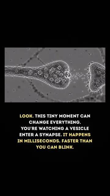 You're watching a vesicle enter a synapse. It happens in milliseconds. Faster th