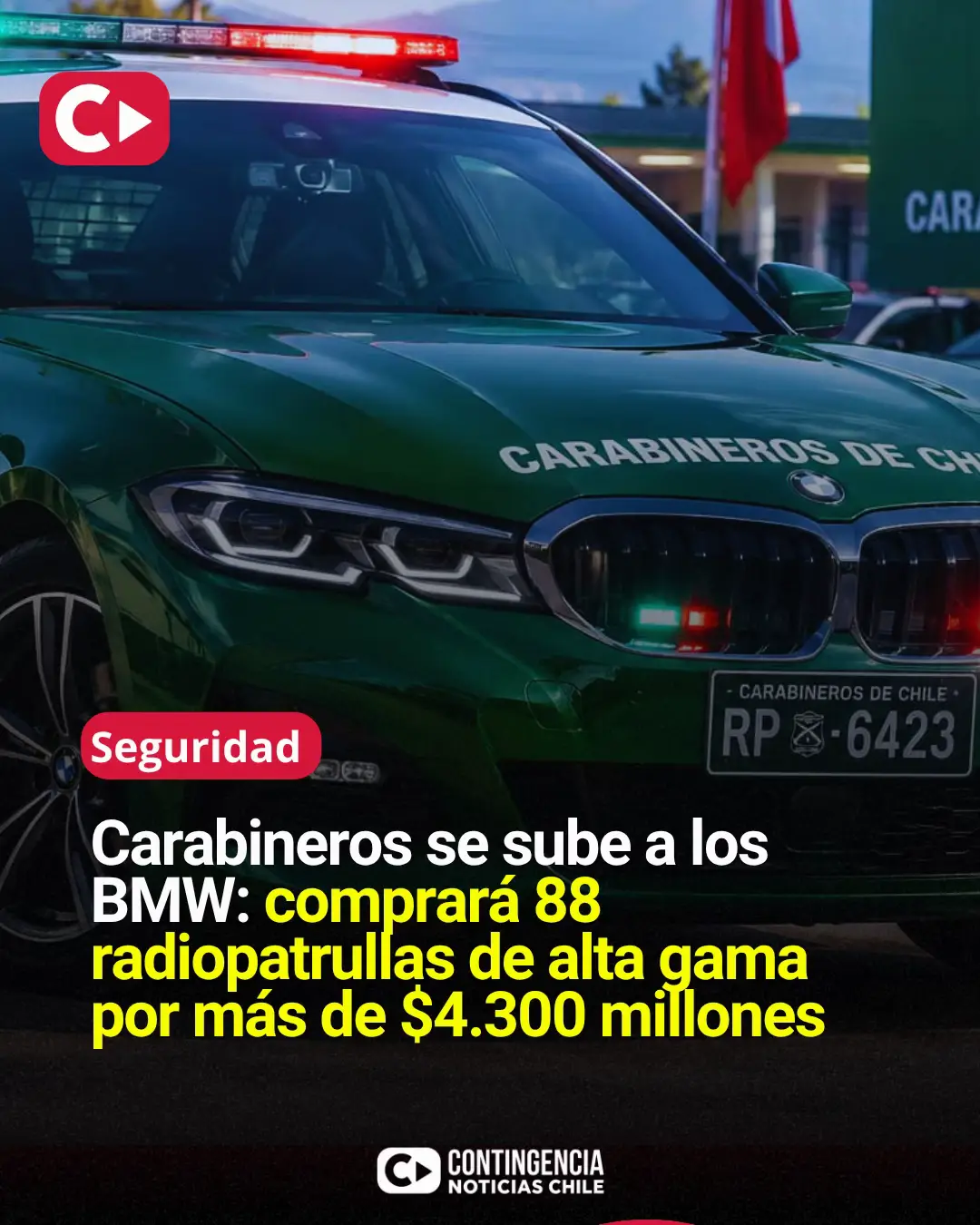 🚓 Carabineros se sube a los BMW: comprará 88 radiopatrullas de alta gama por má