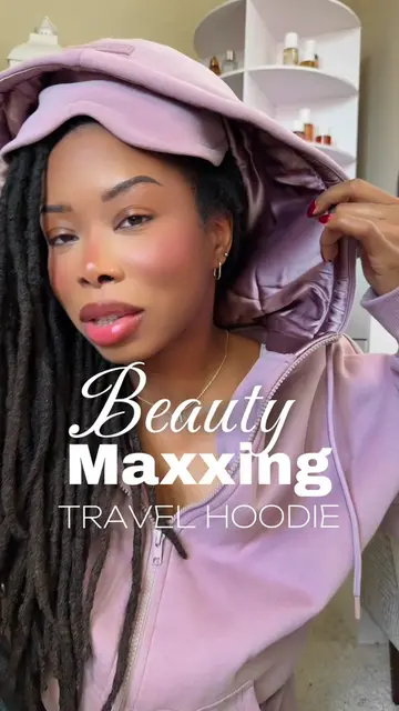 A beauty maxxing girly’s dream travel hoodie! Pack the bonnets up! We can stay l