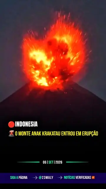 🔴INDONESIA 🇮🇩| 🌋 O Monte Anak Krakatau entrou em erupção no domingo, 6 de se