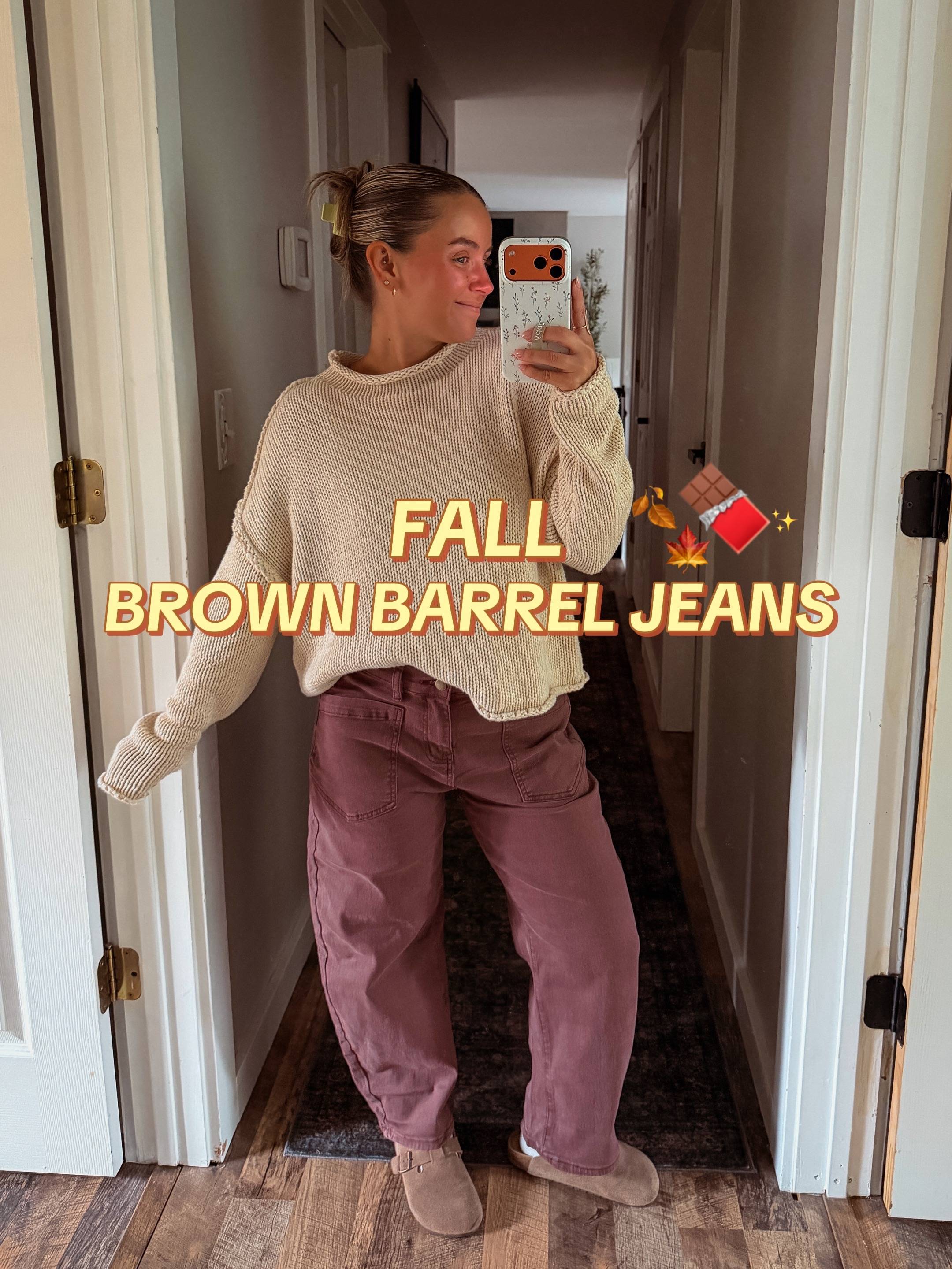 Brown denim for Fall? Groundbreaking 🍂 🍁 🍫 #barreljeans #browndenim #falldeni