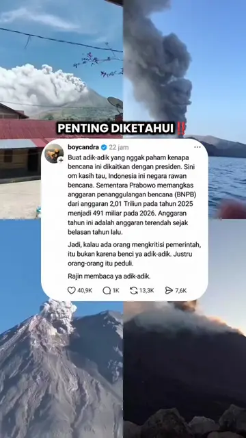Anggaran untuk penanggulangan bencana 2026 turun drastis, cuma 1/4 dari anggaran
