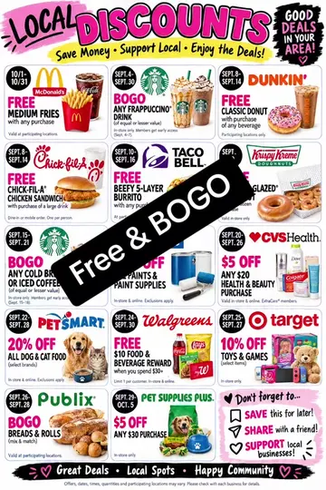 💰 LOCAL DISCOUNTS YOU’LL WANT TO SAVE! 👀 Who doesn’t love saving money?! 🙌 I 