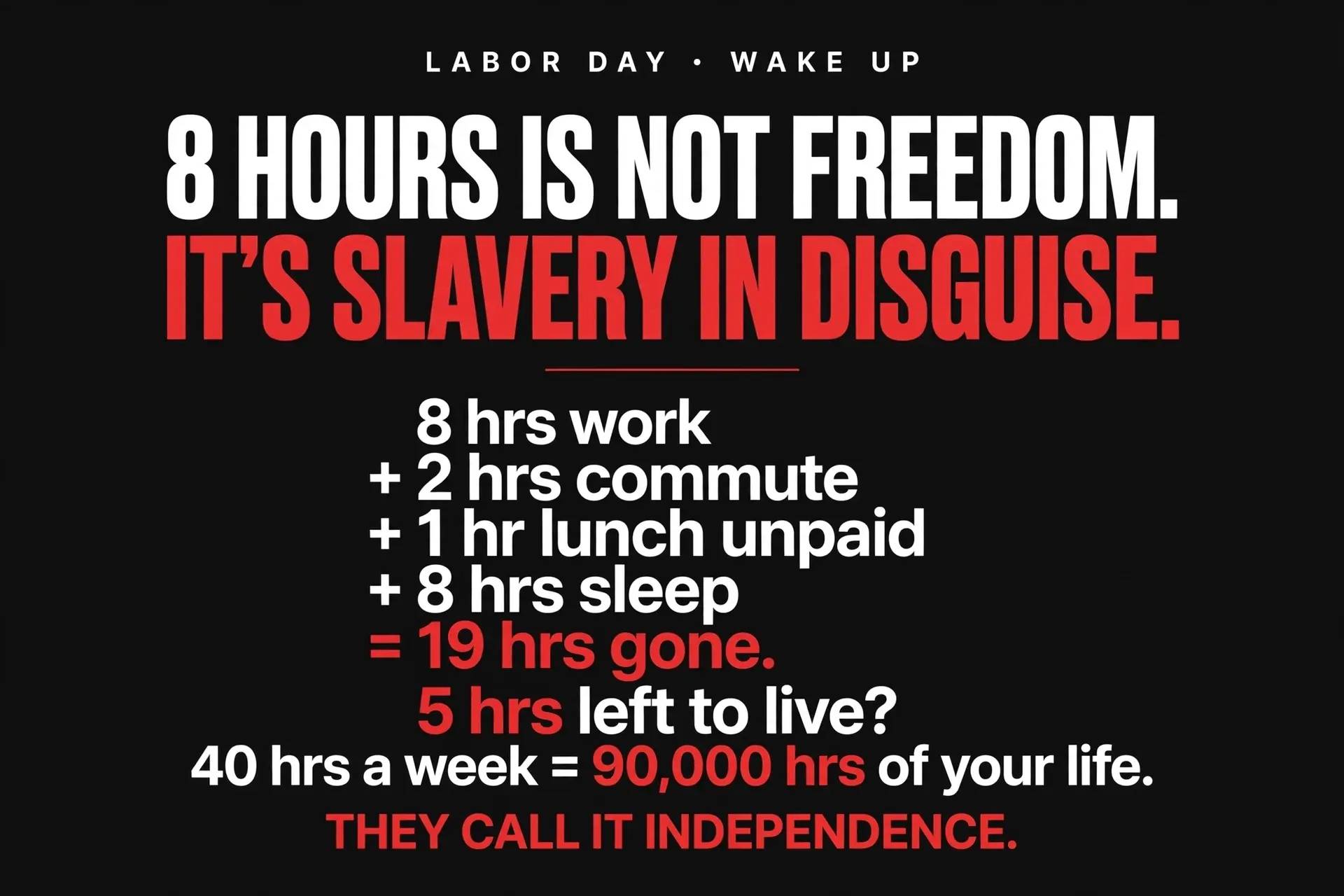 THE FULL TRUTH ON LABOR DAY - 2026 Today the government gave its workers a day o
