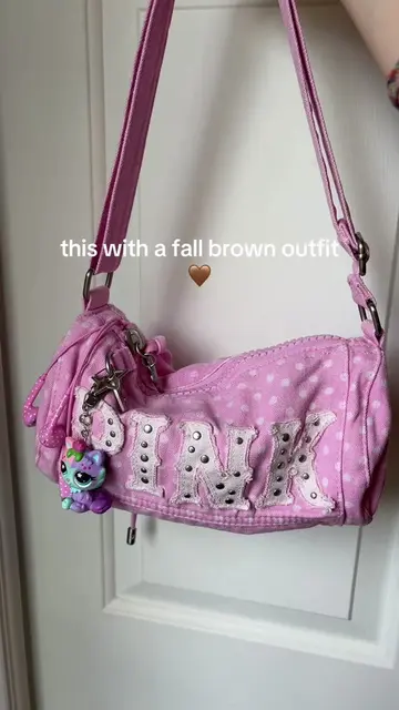 perfect pop of color to a fall outfit 💕🤎 #fyp #vspink #polkadot 