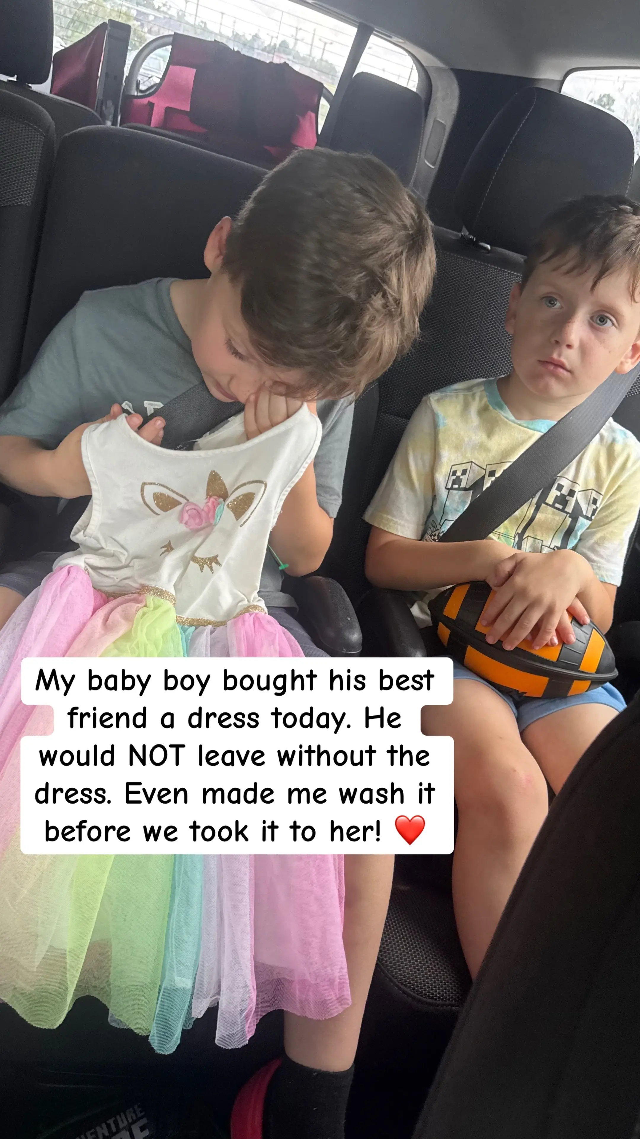 Hunter bought his best friend (our neighbor) a dress today. He refused to take n