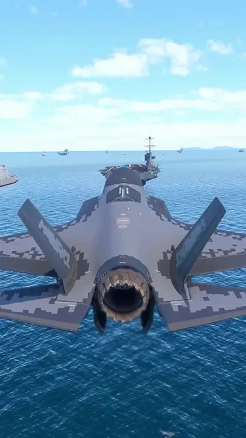 Jf 35 fighter jet Landing at USA aircraft carrier #avation #dragonfly #usatiktok