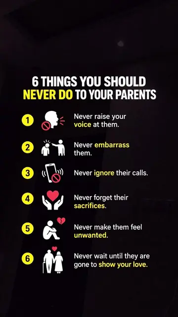 6 Things You Should Never Do to Your Parents ❤️ #FamilyValues #ParentLove #LifeL