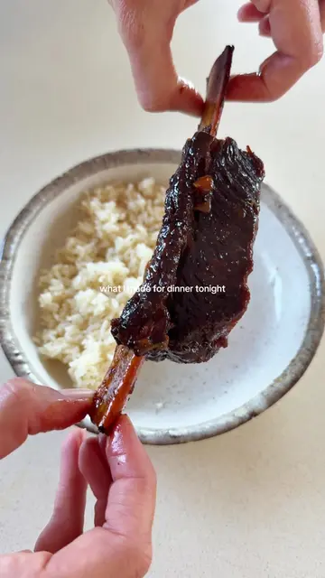 slow cooked Korean short ribs with herby cucumber salad 💚 Sticky, a little spic