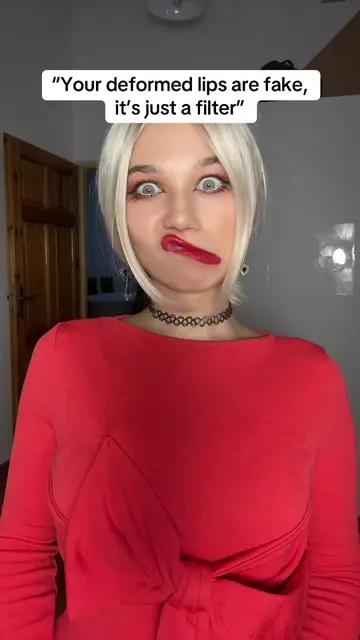 Yeah cool filter 😭 #nofilter #redlips #redlipstick #whitehair #blueeyes platinu