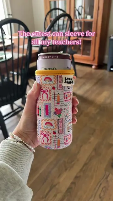 How cute is this can coozie sleeve for all my teachers! #coozie #cancooler #teac