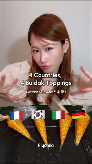 Buldak mukbang from different countries 🌶️🇫🇷🇰🇷🇮🇹🇩🇪 🇬🇧 ENGLISH My face