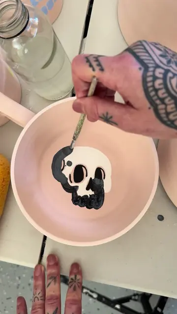 Liquid latex is a great tool for glazing #pottery #ceramics #skull #halloween #h