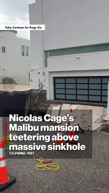 Video shows Nicolas Cage’s $10.5 million Malibu mansion literally sinking into t