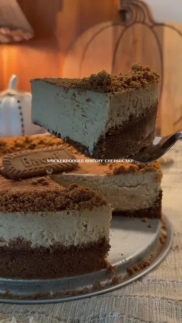 The cheesecake you need for cozy season 🤎🍂 snickerdoodle cookie crust, Biscoff