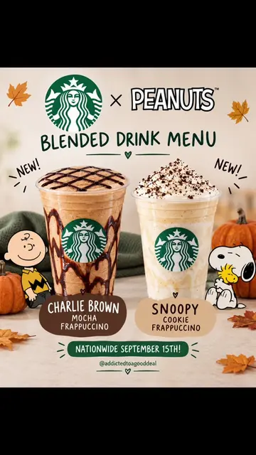 🚨☕️ Starbucks × PEANUTS?! 🎃🍂 The Charlie Brown Mocha Frappuccino & Snoopy Coo
