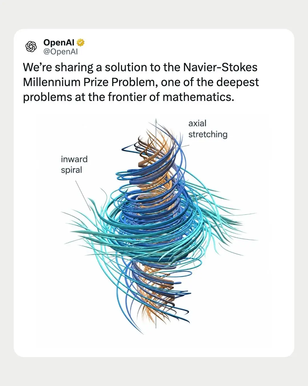 We’re sharing a solution to the Navier–Stokes existence and smoothness problem, 
