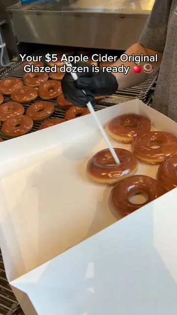 $5 Apple Cider Original Glazed dozen when you buy any dozen. Available Thursday 