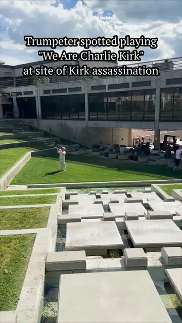 Spotted At UVU University, A Trumpeter plays the viral hit "We Are Charlie Kirk"