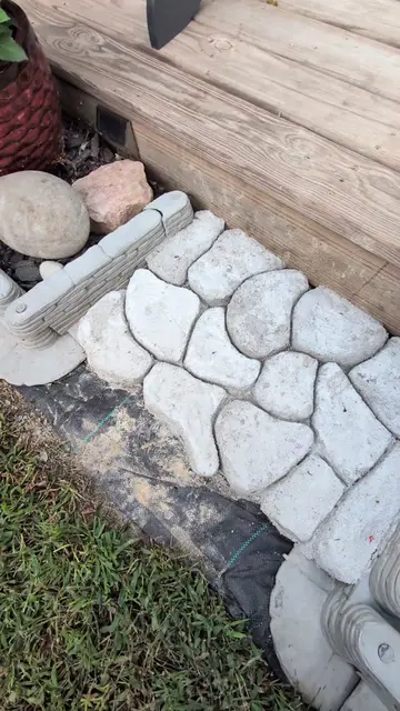 I made my own cobblestone path after seeing a video online using only recycled m