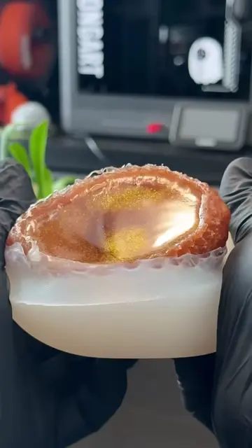 Demolding the silicone molded 3-D scanned and 3-D printed Durian King of Fruits.