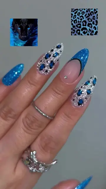 💙🐆 Dazzling Blue Leopard Nails 💅 🛒Using Vettsy: ✨Hema-Free Gel-Frozen/Glazy 