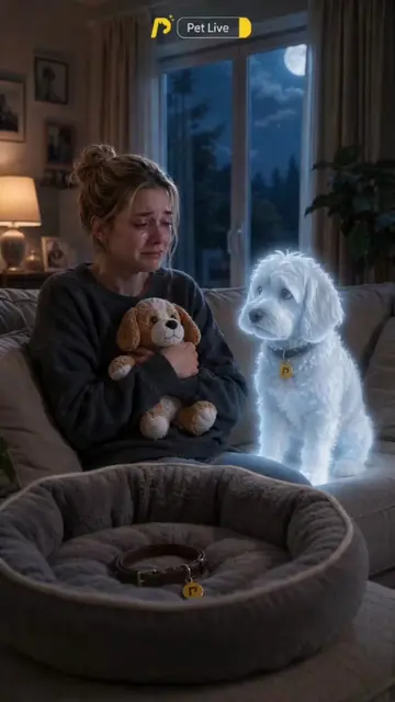 Late at night, she thought of her dog again. Holding his photo, she cried quietl