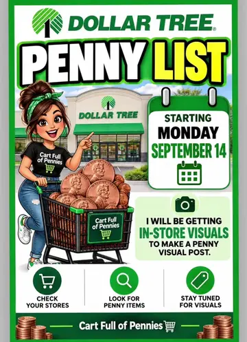 DOLLAR TREE finally listened to our pleads. We have a penny list for Monday Sept