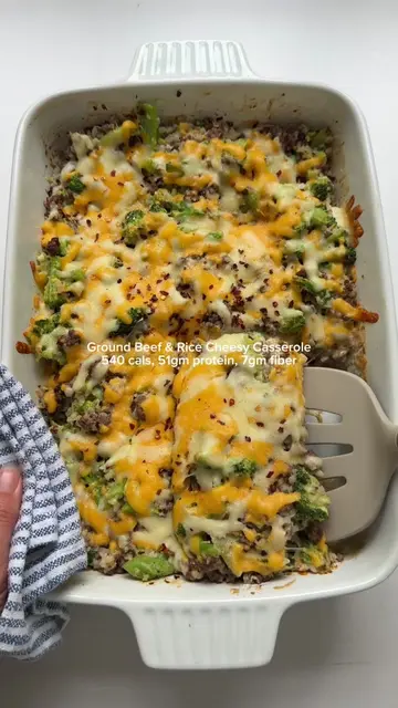 Ground Beef & Rice Casserole!! This one is a crowd pleaser. Huge servings too 😋