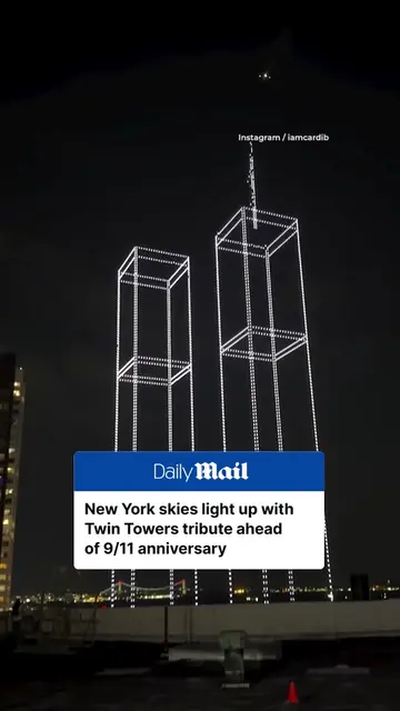 New York’s skyline was transformed into a moving tribute to the 2,977 people kil