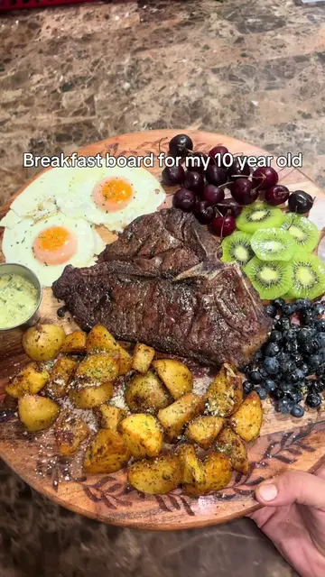 Some breakfasts are cereal. Some breakfasts are a whole T-bone steak board with 