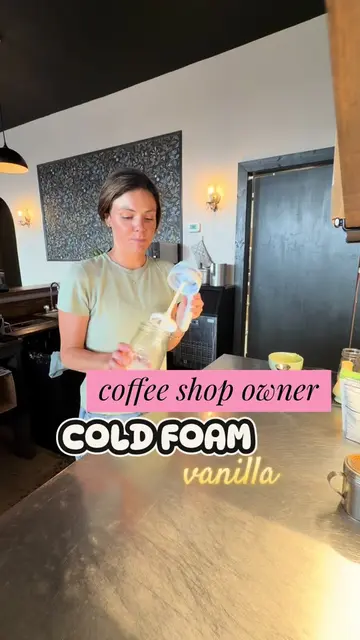 Our Cold Foam Recipe 📝  1/4 ounce syrup 1 ounce heavy cream Mix + Pour So easy 