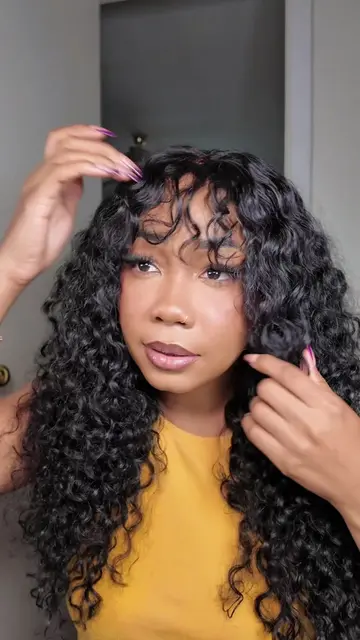 The cutest wig 😍😍 @UNice Hair #curlyhair #wiginfluencer #unicehair #bangwig 