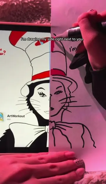Why he can’t see me? 🥲 App: ArtWorkout #art #drawing #thecatinthehat #multiplay