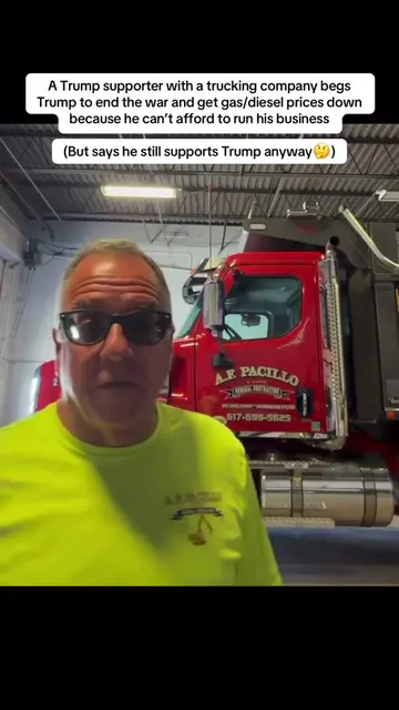 A Trump supporter with a trucking company begs Trump to end the war and get gas/