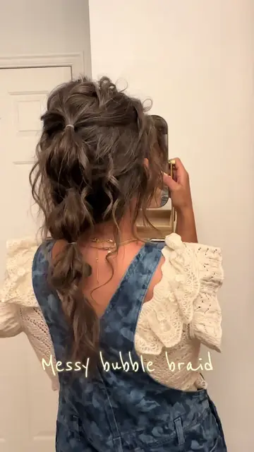 Messy bubble braids. Trying SO hard to embrace my thin natural hair until I put 