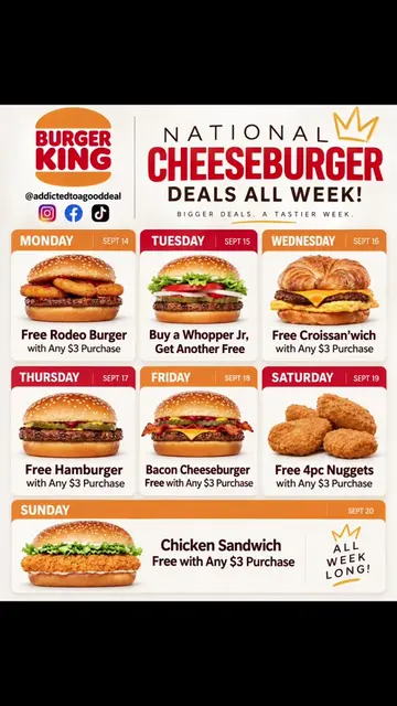 Burger King said ONE DAY wasn’t enough! 👑🍔 National Cheeseburger Day deals are