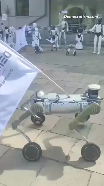 Robots in Warsaw, Poland, were seen protesting for stronger AI regulations and a