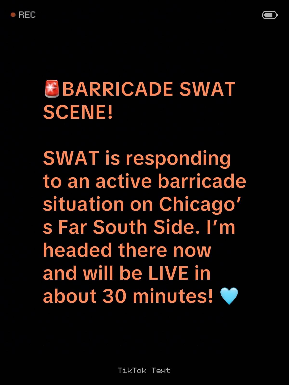 SWAT is responding to an active barricade situation on Chicago’s Far South Side.