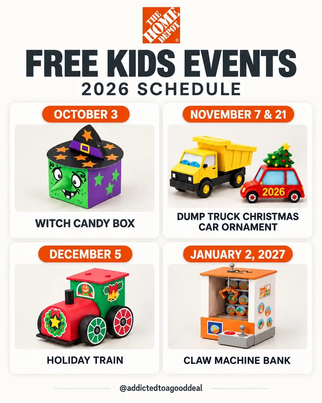 🏠 Home Depot has more FREE Kids Workshops coming up, and the upcoming projects 