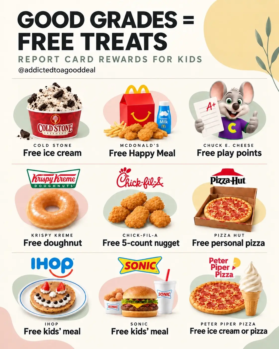 📚 Good grades can come with FREE treats! 🎉🍦🍕🍩 Several restaurants offer spe